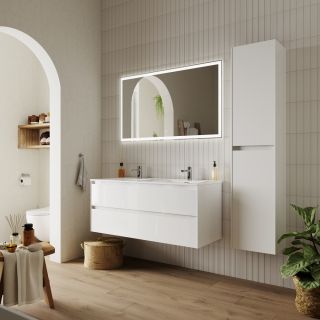 Подвесная тумба под двойную раковину Sancos Cento CN120-2W 120см белый глянец